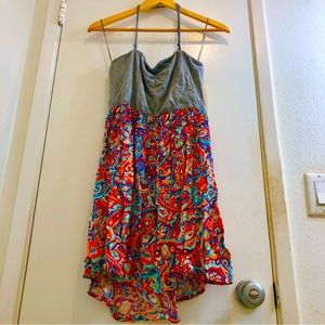 Roxy Sleep to Dream Multicolored Psychedelic Halter-neck Mini Dress. Size L. NWT